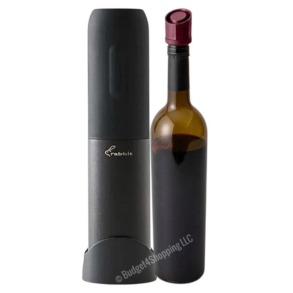 Rabbit Electric Corkscrew with Foil Cutter Base & Rabbit Wine Pourer Bundle